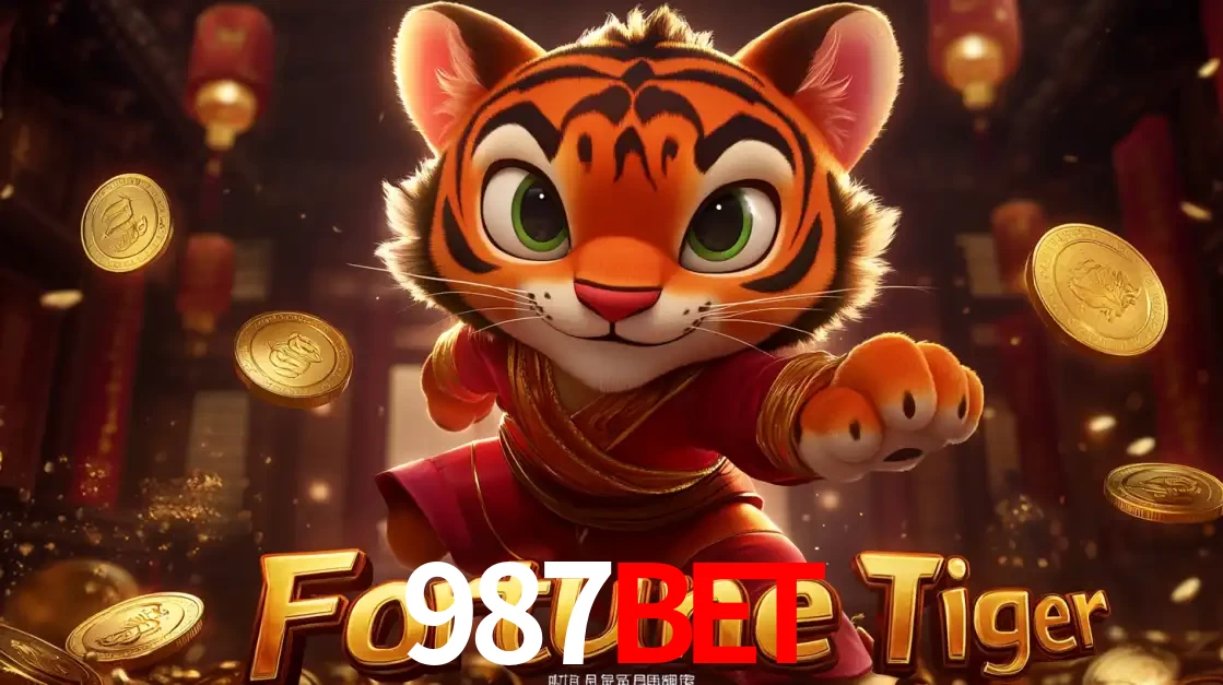 O carismático mascote do jogo de slot Fortune Tiger, um tigre fofo em pose de artes marciais, pronto para trazer sorte e multiplicadores de ganhos no cassino online 987bet.